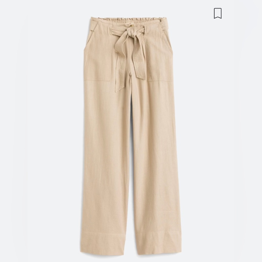 Tan wide leg linen blend pants